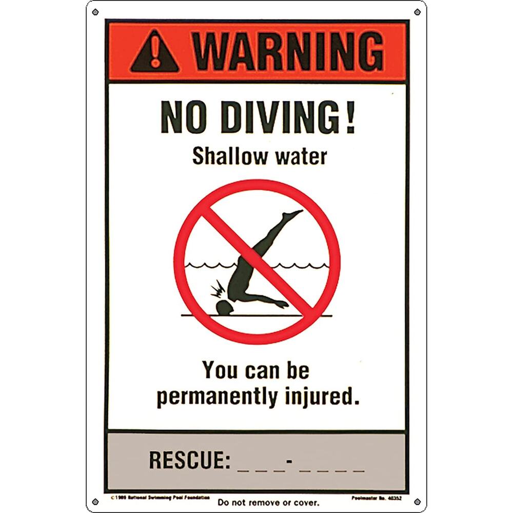 NSPF No Diving Sign – 12"x18" Safety Plaque for Residential/Commercial Pools